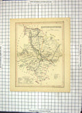 Antique Old Print Archer Map Huntingdonshire England Kimbolton Ramsey Yelling