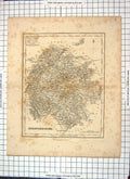 Original Old Antique Print Archer Map Herefordshire England Monmouth Leominster