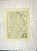 Antique Print Map Lincoln Grimsby Humber Leicestershire England Horncastle