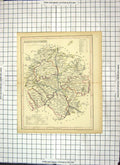 Antique Old Print Archer Map Herefordshire England Hereford Bromyard Ledbury