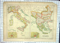 Old Map Balkan Italy Turkey Bulgaria Servia Bosnia Switzerland Austri
