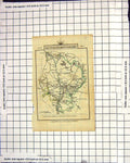 Antique Old Print Map 1827 Huntingdonshire England Huntingdon Peterborough 19th