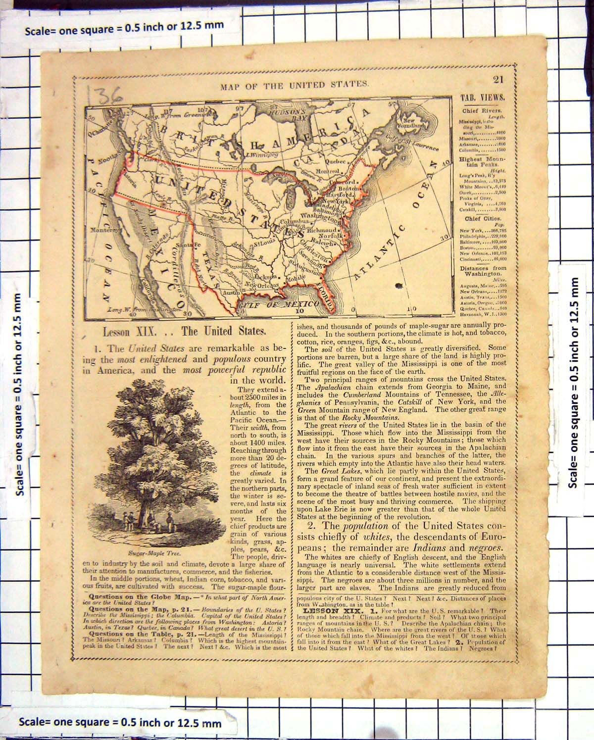 Old Map America United States Mexico Florida Missouri Carolina Canada
