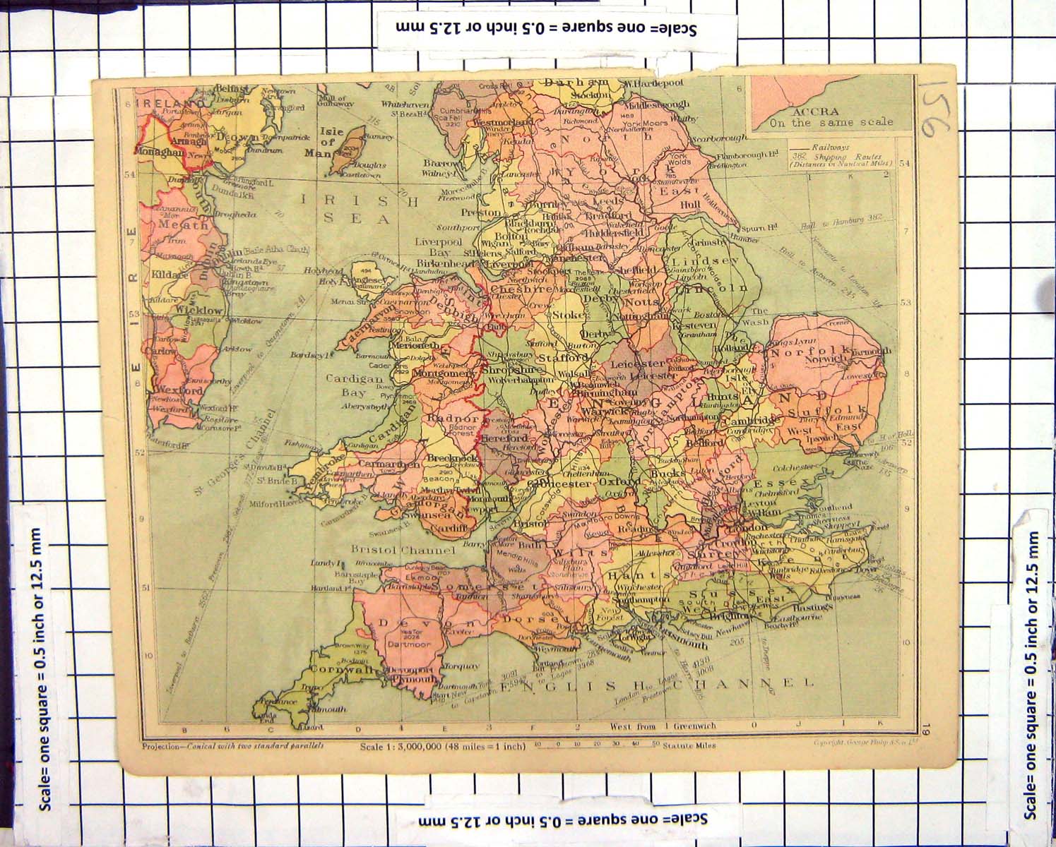 Antique Print Map England Isle Wight British Isles Physical Ireland Nigeria