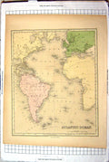 Antique Old Print Map Atlantic Ocean Africa America Europe Greenland Falkland