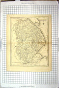 Old Print Walker Map Lincolnshire England Lincoln Market Deeping Spilsby