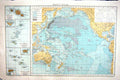 Antique Old Print Map Pacific Ocean Tahiti Tongo Marquesas Tuscarora Deep Sea