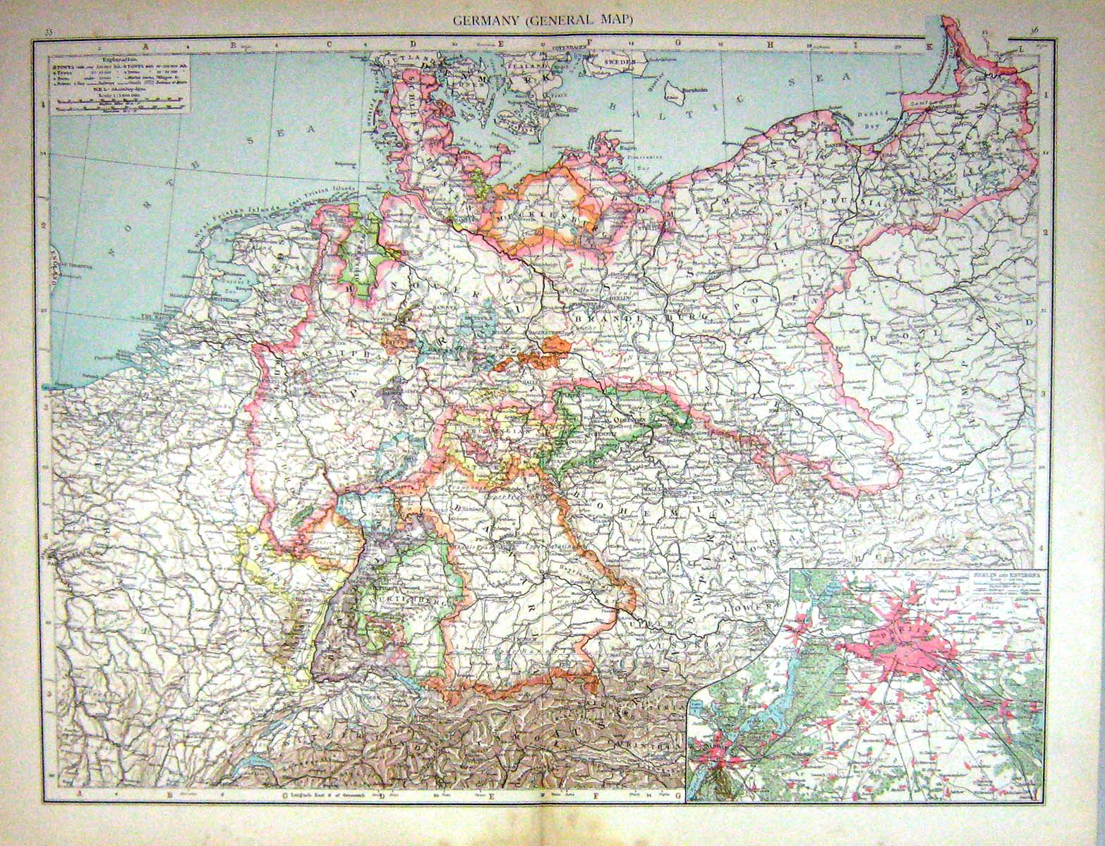 Old Map Germany Plan Berlin Walbeck Stuttgart Dresden Vienna Hanover