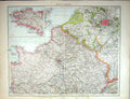 Antique Old Print Map North France Plan Paris Brittany Tours Luxemburg Amiens
