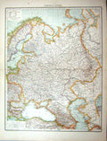 Antique Old Print Map European Russia Sweden Stavropol Sea Azoff Caspian Sea