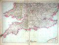 Old Print Map England Wales Isle Wight Land'S End London Dover Portsmouth