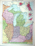Old Map America Plan Chicago Cleveland Detroit St.Louis Texas Florida