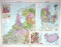 Antique Print Map Holland Denmark Amsterdam Copenhagen Iceland Switzerland