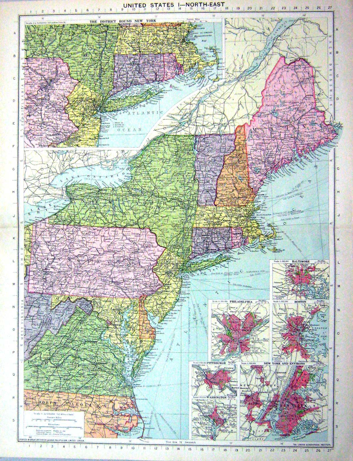 Old Map America Plan Baltimore Boston Philadelphia New York Washingto