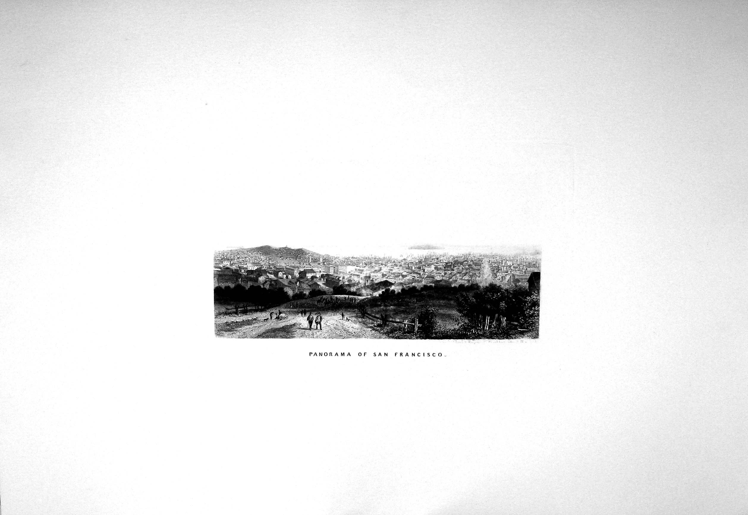 Original Old Antique Print Panorama View San Francisco America