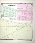 Original Old Antique Print Map Street Plan Elliston Middleton Sheldon Railway