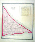 Original Old Antique Print Map Street Plan Carroll Erie La Carpe Creek America