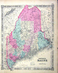 Old Johnston Map Maine Oxford York Canada New Brunswick British Ameri