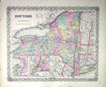 Old Map New York America Plan Niagara Falls Long Island Lake Ontario