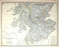 Antique Old Print Johnston Map C1877 Scotland Firth Forth Edinburgh Glasgow