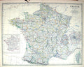 Antique Print Johnston Map C1877 France Corsica Paris Mediterranean Vendee 19th