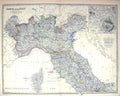 Antique Print Johnston Map C1877 Italy Corsica Rome Elba Gulf Genoa Venice 19th