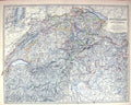 Old Johnston Map C1877 Switzerland Savoy Piedmont Geneva Lake Maggior Victorian