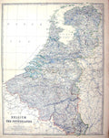 Old Johnston Map C1877 Belgium Netherlands Brussels Antwerp Limbourg Victorian
