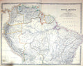 Antique Old Print Johnston Map C1877 South America Brazil Ecuador Galapagos