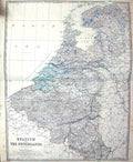 Antique Old Print Johnston Map C1860 Belgium Netherlands Amsterdam Luxemburg