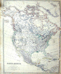 Old Johnston Map C1860 North America Florida Mexico Greenland Canada Victorian