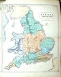 Original Old Antique Print Philip Map C1855 Saxon England Humbra Rice Victorian
