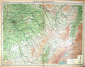 Antique Old Print Map North East France Bartholomew Bern Paris Nancy Mulhouse