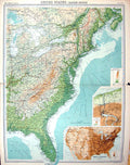 Old Bartholomew Map Eastern America Population Niagara Falls Florida