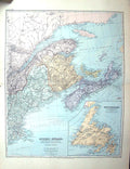 Old Stanford Map Canada Quebec Ontarion Brunswick Newfoundland Scotia