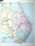 Antique Old Print Stanford Map Australia Victoria New South Wales Melbourne