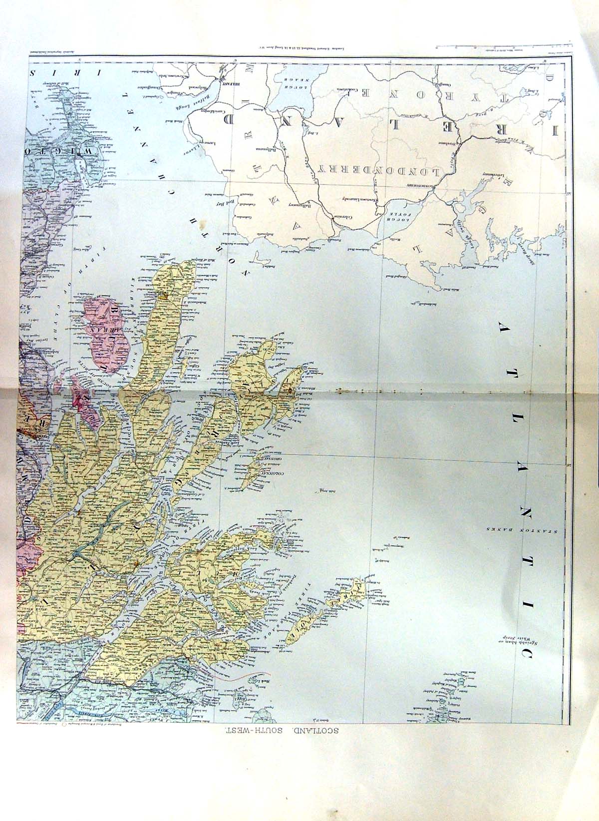 Antique Old Print Stanford Map Scotland Arran Argyll Mull Arran Campletown