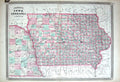 Antique Old Print Johnson Map Iowa Nebraska America Benton Clarke Montgomery