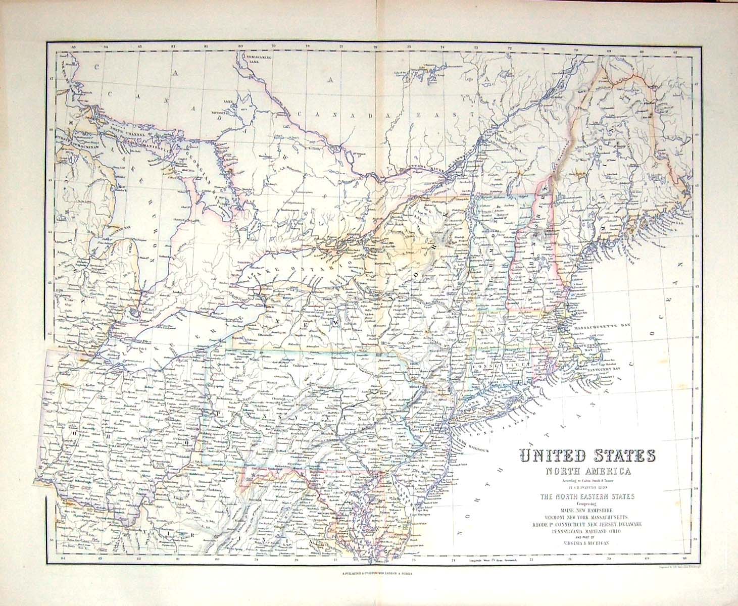 Old Fullarton Map United States North America Pennsylvania Washington