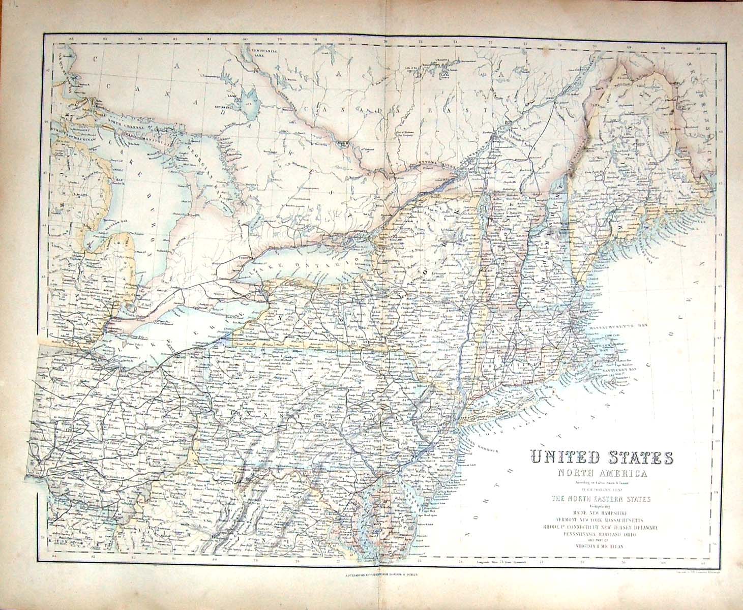 Old Fullarton Map United States North America Long Island Pennsylvani