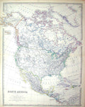 Old *6060 Johnston Map North America Mexico Florida Cuba Jamaica Cana