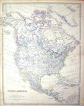 Antique Print Johnston Map North America Mexico Florida Cuba Jamaica Canada