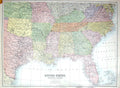Antique Old Print Bartholomew Map America Florida Mississippi Texas Carolina