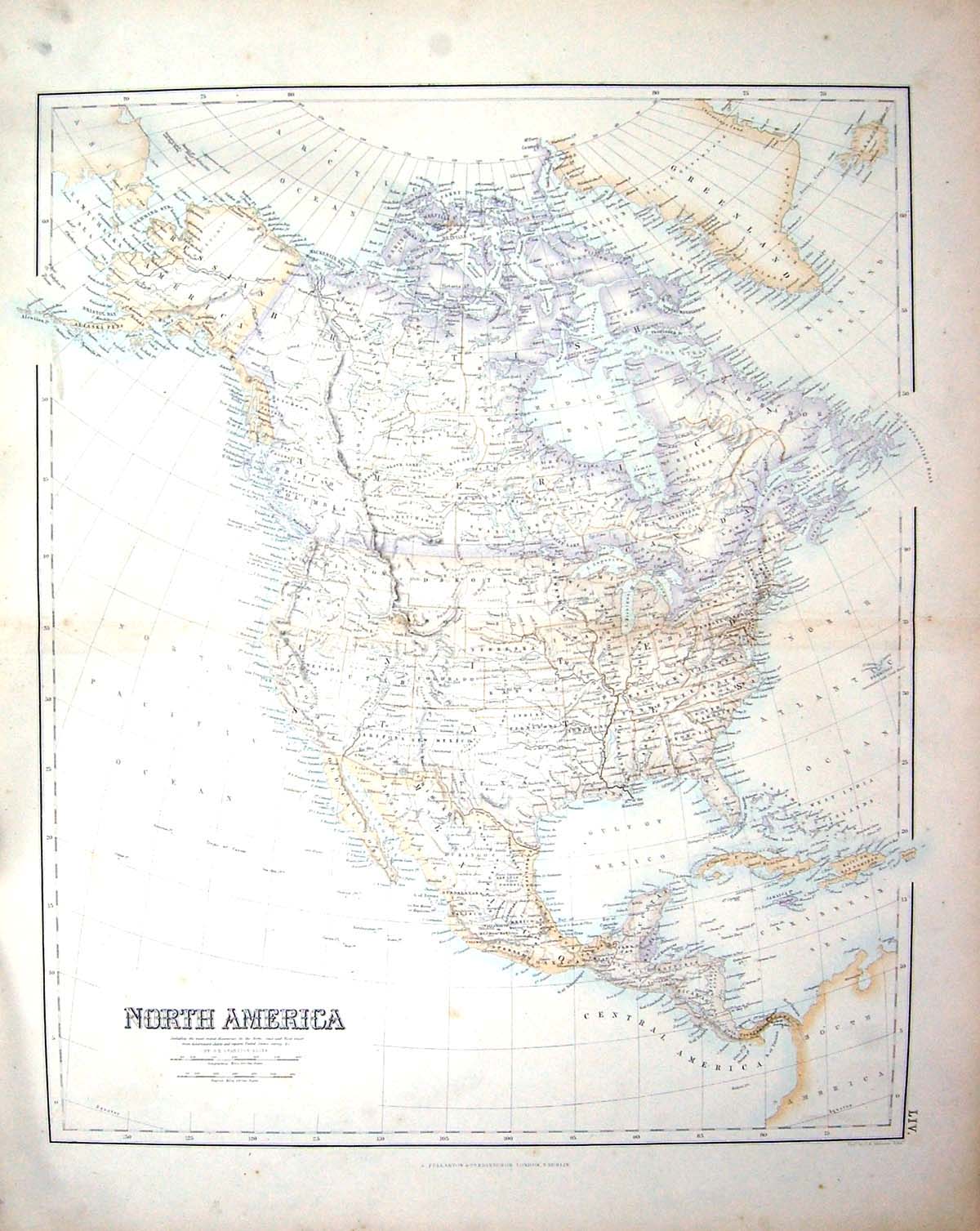 Antique Print Swanston Map North America Mexico Florida Jamaica California