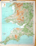 Antique Print Times Map 1922 England Wales Lands End Scilly Isles Weymouth 20th