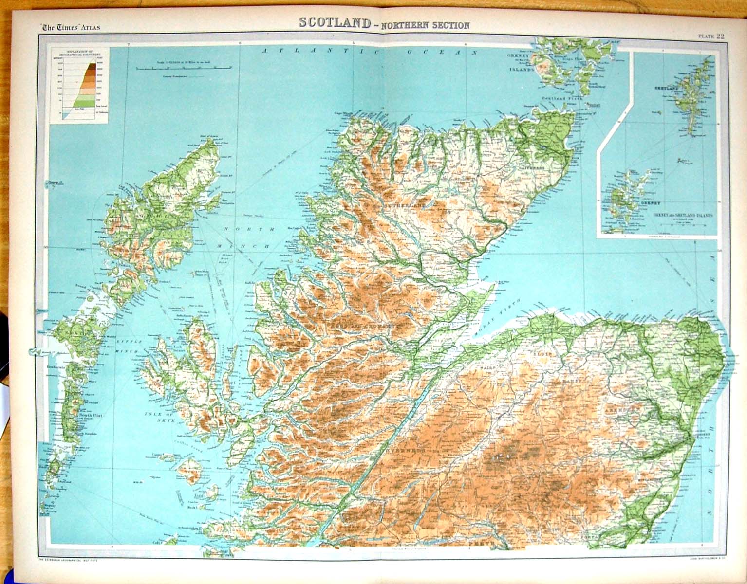 Antique Old Print Times Map 1922 Scotland Caithness Inverness Orkney Shetland
