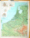 Old Print Times Map 1922 Belgium Holland Plan Amsterdam Antwerp Rotterdam 20th