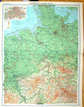 Old Print Times Map 1922 Germany Berlin Cassel Erfurt Cologne Dusseldorf 20th