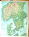 Antique Old Print Times Map 1922 Scandinavia Denmark Norway Sweden Copenhagen