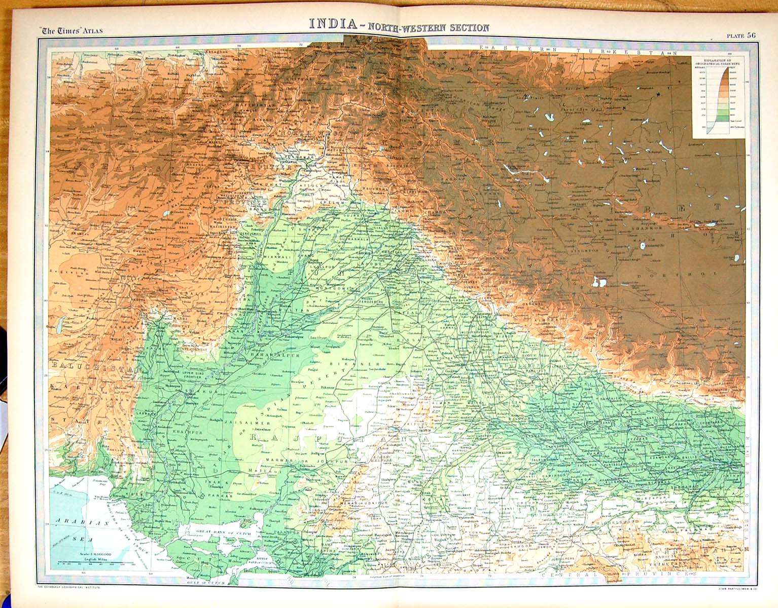 Antique Print Times Map 1922 India Arabian Sea Great Rann Cutch Afghanistan